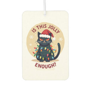 Is This Jolly Enough Funny Black Cat Christmas Tre Car Air Freshener