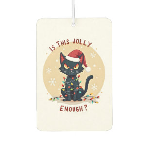 Is This Jolly Enough Funny Black Cat Christmas Tre Car Air Freshener