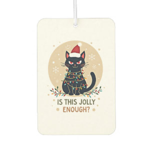 Is This Jolly Enough Funny Black Cat Christmas Tre Car Air Freshener
