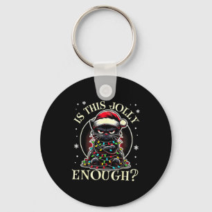 Is This Jolly Enough Funny Cat Christmas Meme Key Ring