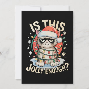 Is This Jolly Enough Funny Cat Christmas Xmas Holiday Card