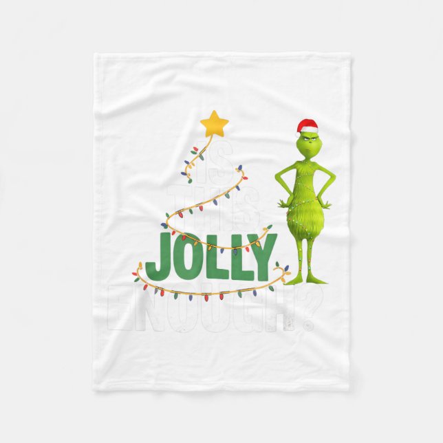 Is This Jolly Enough Funny Christmas Tree Lights H Fleece Blanket (Front)