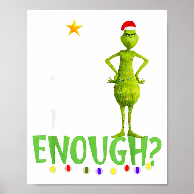 Is This Jolly Enough Green Merry Christmas Tree Li Poster (Front)
