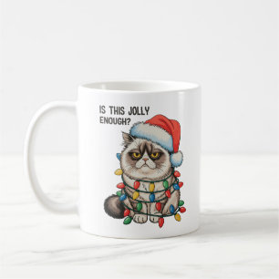 Is This Jolly Enough Grumpy Cat Christmas Lights Coffee Mug