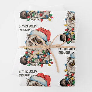 Is This Jolly Enough Grumpy Cat Christmas Lights Wrapping Paper Sheet