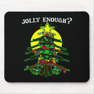 Is This Jolly Enough - Guns Christmas Tree Handgun Mouse Mat