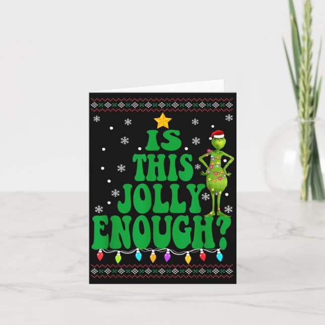 Is This Jolly Enough Merry Christmas Tree Lights F Card (Front)