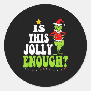 Is This Jolly Enough Merry Christmas Tree Lights F Classic Round Sticker
