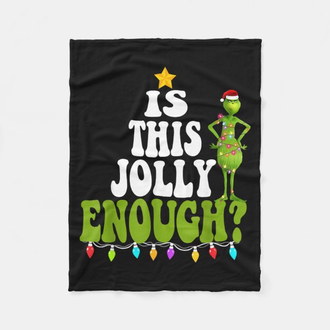 Is This Jolly Enough Merry Christmas Tree Lights F Fleece Blanket (Front)