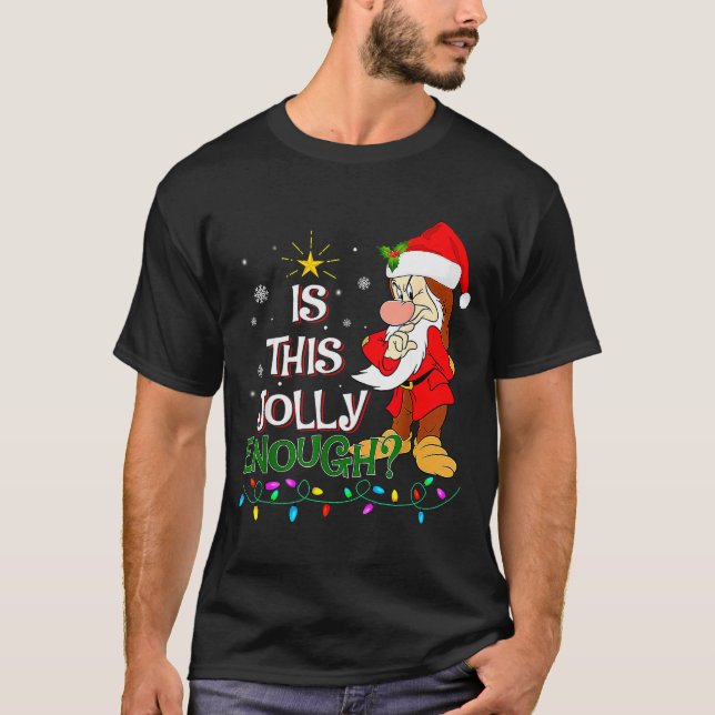 Is This Jolly Enough Mpy Elf Pajama Christmas Ligh T-Shirt (Front)