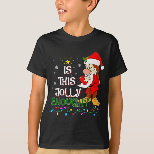 Is This Jolly Enough Mpy Elf Pajama Christmas Ligh T-Shirt (Front)