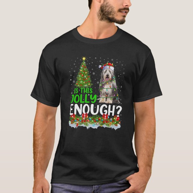 Is This Jolly Enough Santa Bearded Collie Dog Chri T-Shirt (Front)