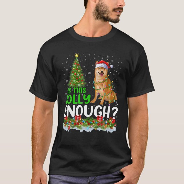 Is This Jolly Enough Shiba Inu Dog Christmas Tree T-Shirt (Front)