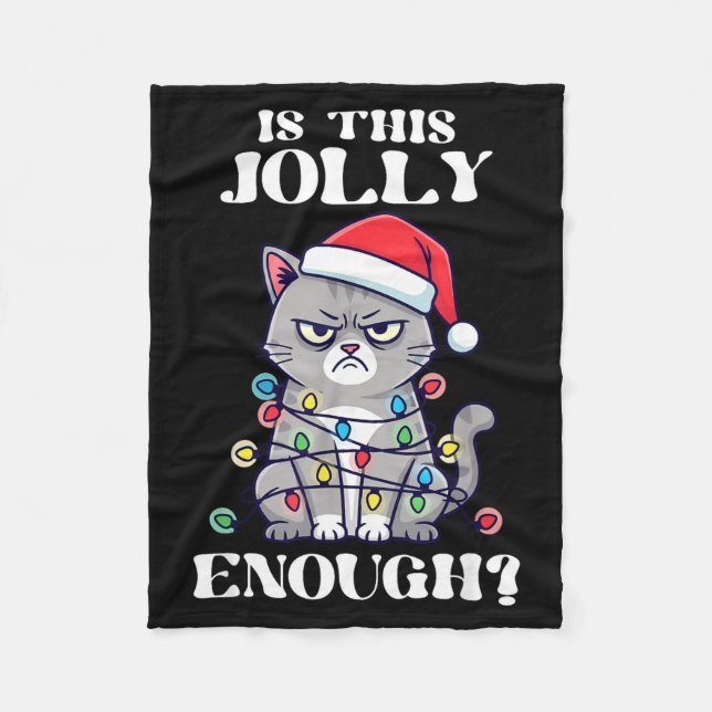 Is This Jolly Enough Tangled Christmas Cat  Fleece Blanket (Front)