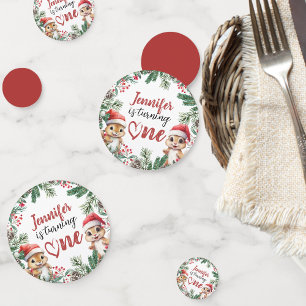 Is Turning One Squirrel Christmas 1st Birthday Confetti