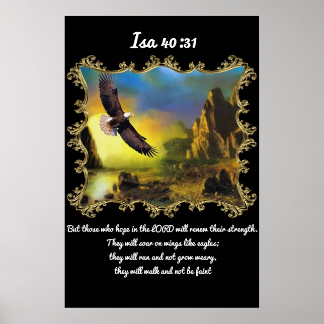 Isa 40:31 With A Eagle flying over the landscape. Poster (Front)