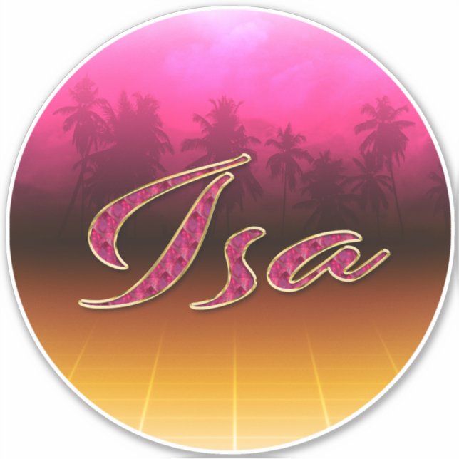 Isa First Name Name golden pink sticker (Front)