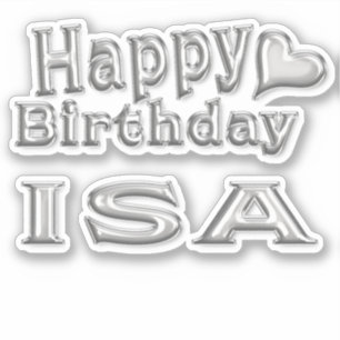 Isa Happy Birthday silver Sticker