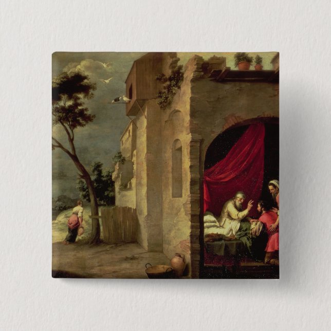 Isaac Blessing Jacob 15 Cm Square Badge (Front)