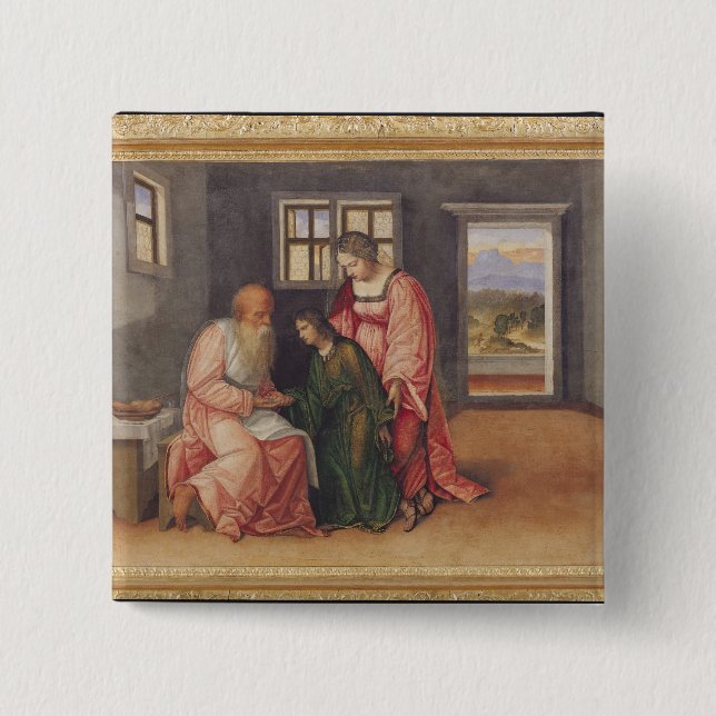 Isaac Blessing Jacob, c.1520 15 Cm Square Badge (Front)
