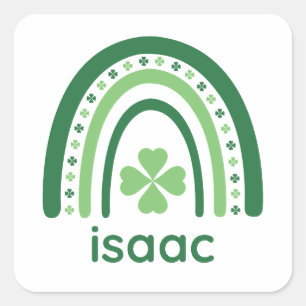 isaac Name Clover Boho Rainbow Square Sticker