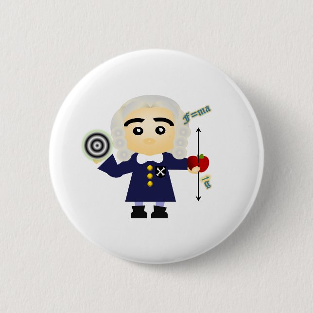 Isaac Newton 6 Cm Round Badge (Front)