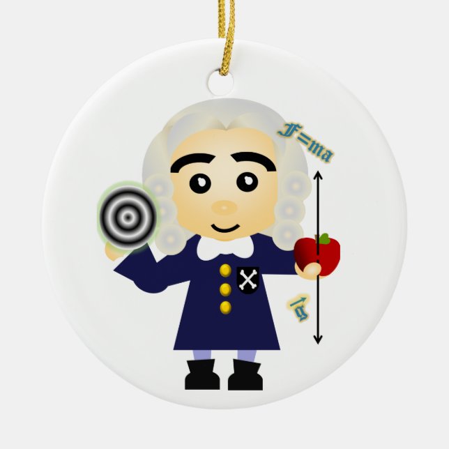 Isaac Newton Ceramic Tree Decoration (Front)