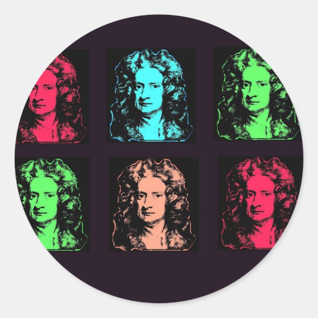 Isaac Newton Collage Classic Round Sticker (Front)