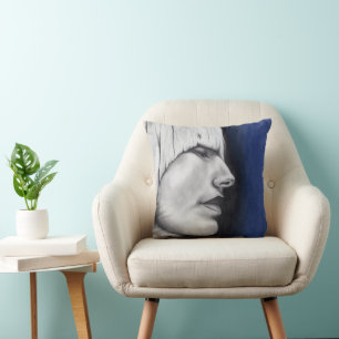 Isabel Blonde Woman Portrait Original Art Drawing Cushion