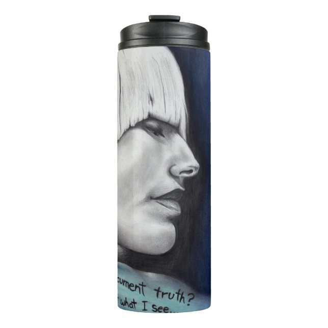 Isabel Blonde Woman Portrait Original Art Drawing Thermal Tumbler (Front)
