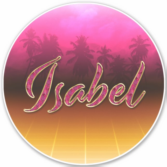 Isabel First Name golden pink sticker sticker (Front)