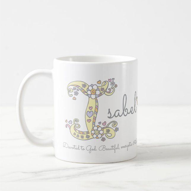 Isabel I name and meaning monogram mug (Left)