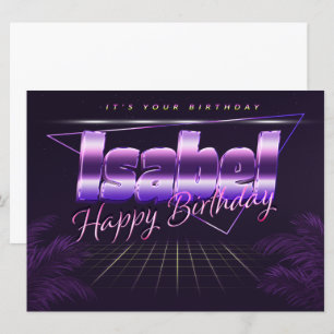 Isabel Name Vorname lila retro Karte Geburtstag Card