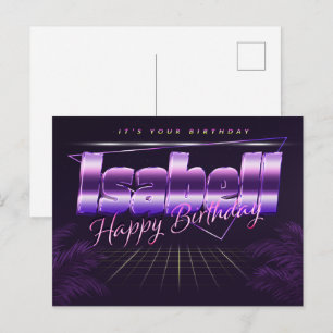 Isabell Name Vorname lila Postkarte Geburtstag Postcard