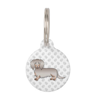 Isabella And Tan Long Hair Dachshund Cartoon Dog Pet Tag