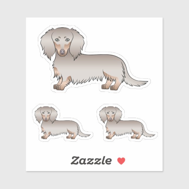 Isabella And Tan Long Hair Dachshund Cartoon Dogs (Sheet)