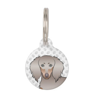 Isabella And Tan Long Hair Dachshund Cute Dog Head Pet Tag