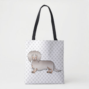 Isabella And Tan Long Hair Dachshund Dog & Paws Tote Bag