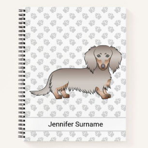Isabella And Tan Long Hair Dachshund Dog & Text Notebook