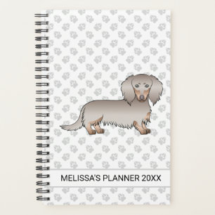 Isabella And Tan Long Hair Dachshund Dog & Text Planner