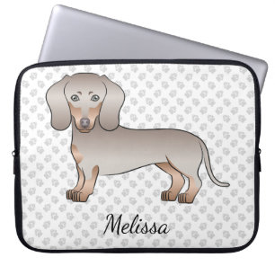 Isabella And Tan Short Hair Dachshund Dog And Name Laptop Sleeve