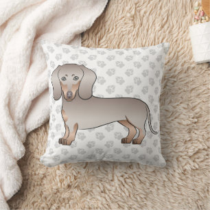 Isabella And Tan Short Hair Dachshund Dog And Paws Cushion
