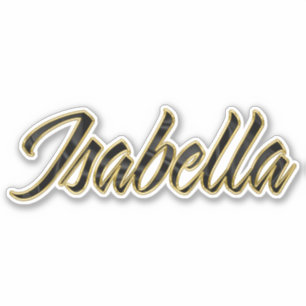 Isabella black gold lettering Sticker