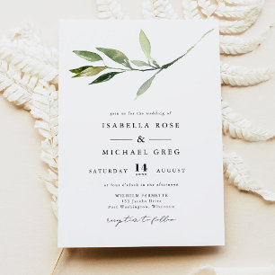 ISABELLA Classic Elegant Minimal Greenery Wedding Invitation