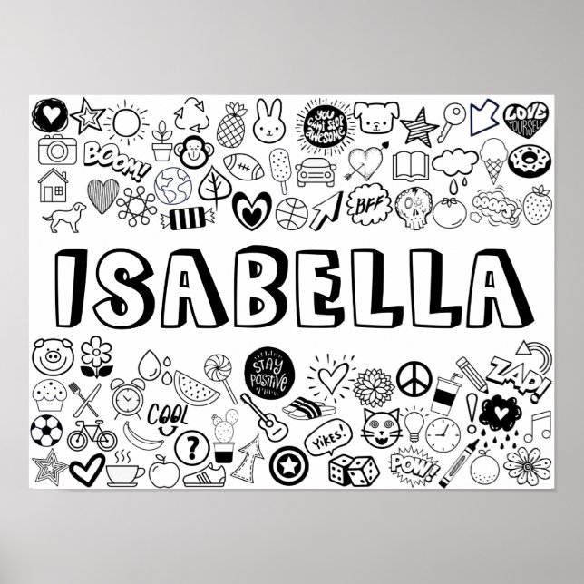 'ISABELLA' Colour-it-Yourself Outline Design Poster (Front)