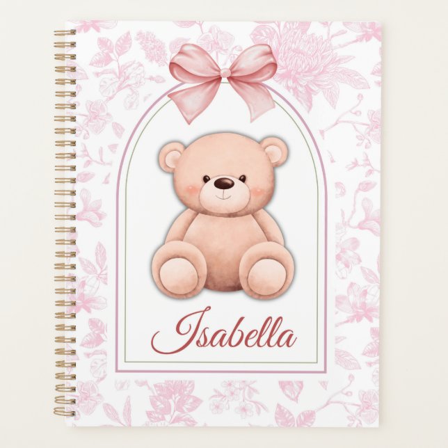 Isabella | Custom Pink Teddy Bear Nursery Design  Planner (Front)