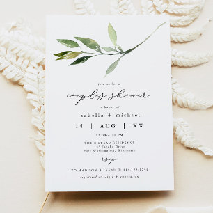 ISABELLA Elegant Minimal Greenery Couples Shower Invitation
