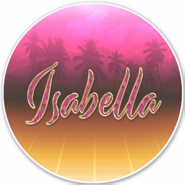 Isabella First Name Pink Sticker (Front)