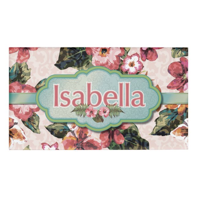 Isabella Floral-Damask Name Tag (Front)