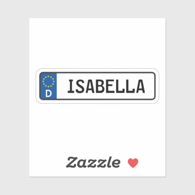 Isabella German Car License Plate (Sheet)